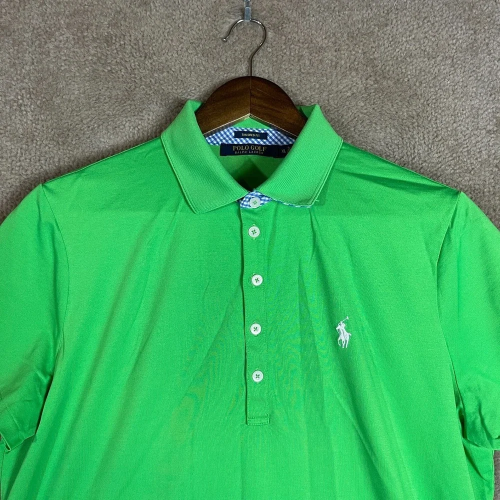 Polo Ralph Lauren Polo Golf Shirt Men's XL Green Tailored Fit Stretch Rugby Knit